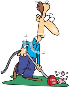 237x300 A Man Vacuuming The Carpet Clip Art Image