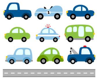 340x270 Cute Cars Digital Clip Art, Transportation Clipart, Blue Red