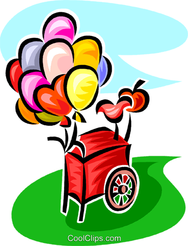 367x480 Balloon Cart Royalty Free Vector Clip Art Illustration Vc062803