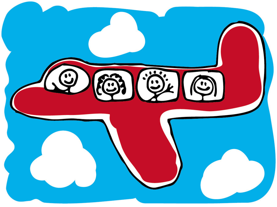 900x675 Cartoon Airplane With People