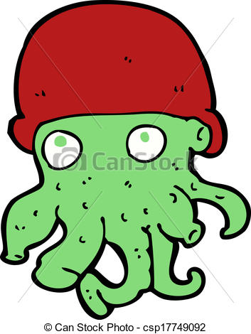 353x470 Cartoon Alien Head Wearing Hat Eps Vectors