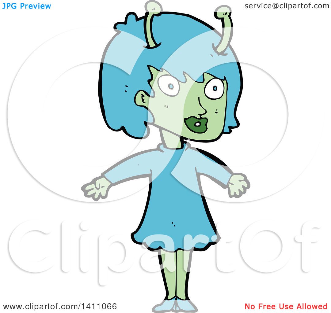 1080x1024 Clipart Of A Cartoon Alien Girl