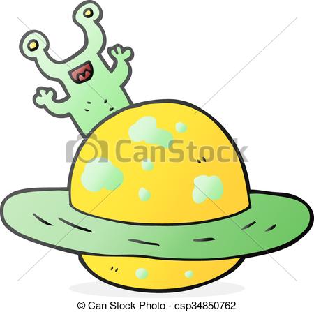 450x447 Freehand Drawn Cartoon Alien Planet Clip Art Vector