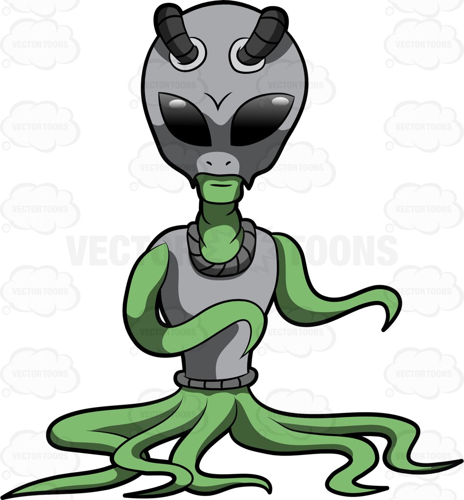 950x1024 An Alien With Tentacles Cartoon Clipart Vector Toons