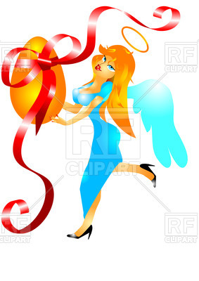 283x400 Cartoon Easter Angel With An Egg And Ribbon Royalty Free Vector