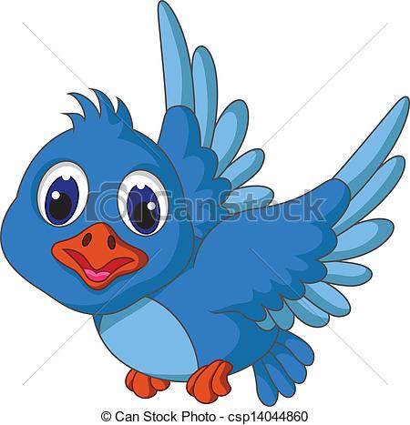 450x467 Vector Illustration Of Funny Blue Bird Cartoon Flying Clip Art