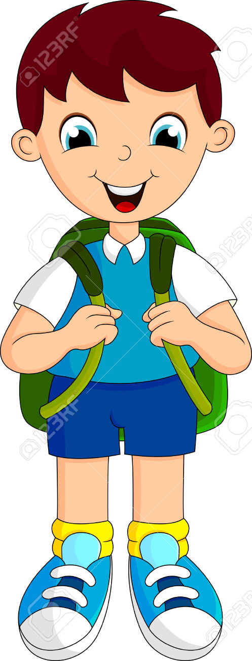 497x1300 Cartoon Boy With Backpack Clipart