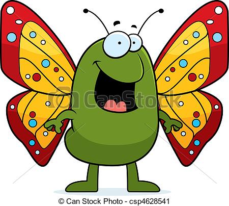 450x404 Butterfly Smiling. A Happy Cartoon Butterfly Standing