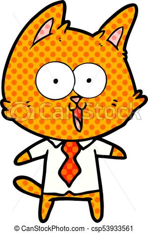 300x470 Funny Cartoon Cat Wearing Shirt And Tie Clip Art Vector