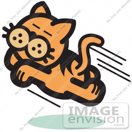 450x450 Royalty Free Cartoon Clip Art Of An Happy Cat Running And Jumping