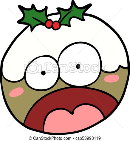 436x470 Cartoon Christmas Pudding With Shocked Face Vector Clip Art