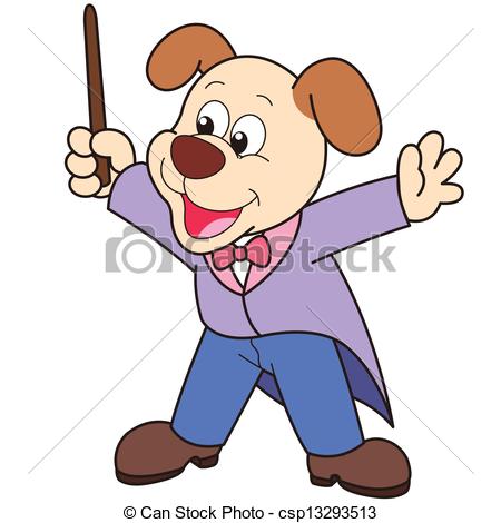 450x470 Cartoon Dog Music Conductor. Vector Clip Art