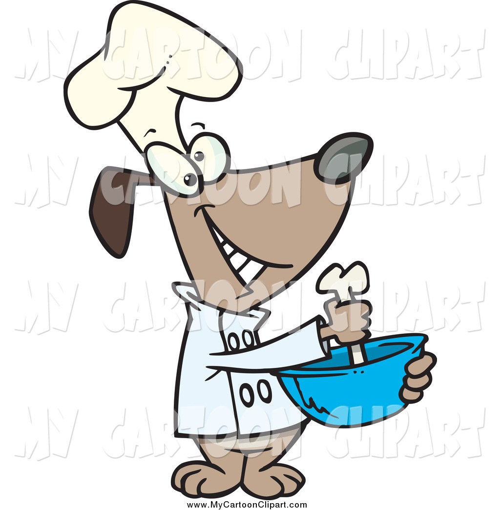 1024x1044 Clip Art Of A Cartoon Brown Chef Dog Mixing With A Bone By