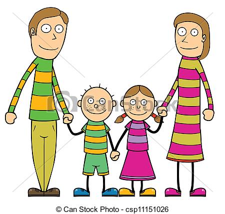 450x428 Happy Cartoon Family. Represent A Cartoon Family Vector