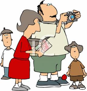 285x300 A Colorful Cartoon Of A Family On Vacation