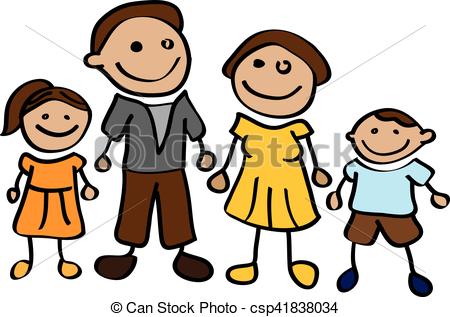 450x317 Stickman Happy Cartoon Family Vector Illustration. Vectors
