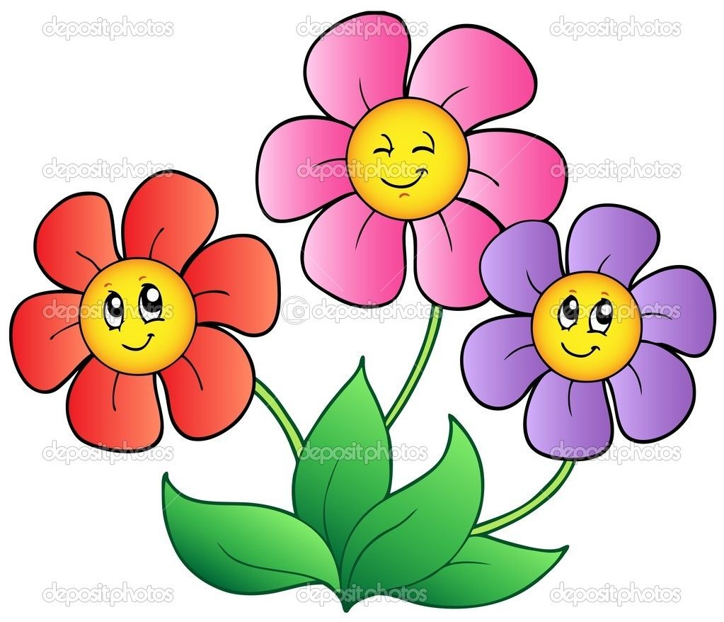 1023x878 Coloring Cartoon Spring Face Drei Cartoon Blumen