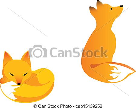 450x362 Young Fox. Fox Cub In Two Poses Curled Up And Siring Clipart