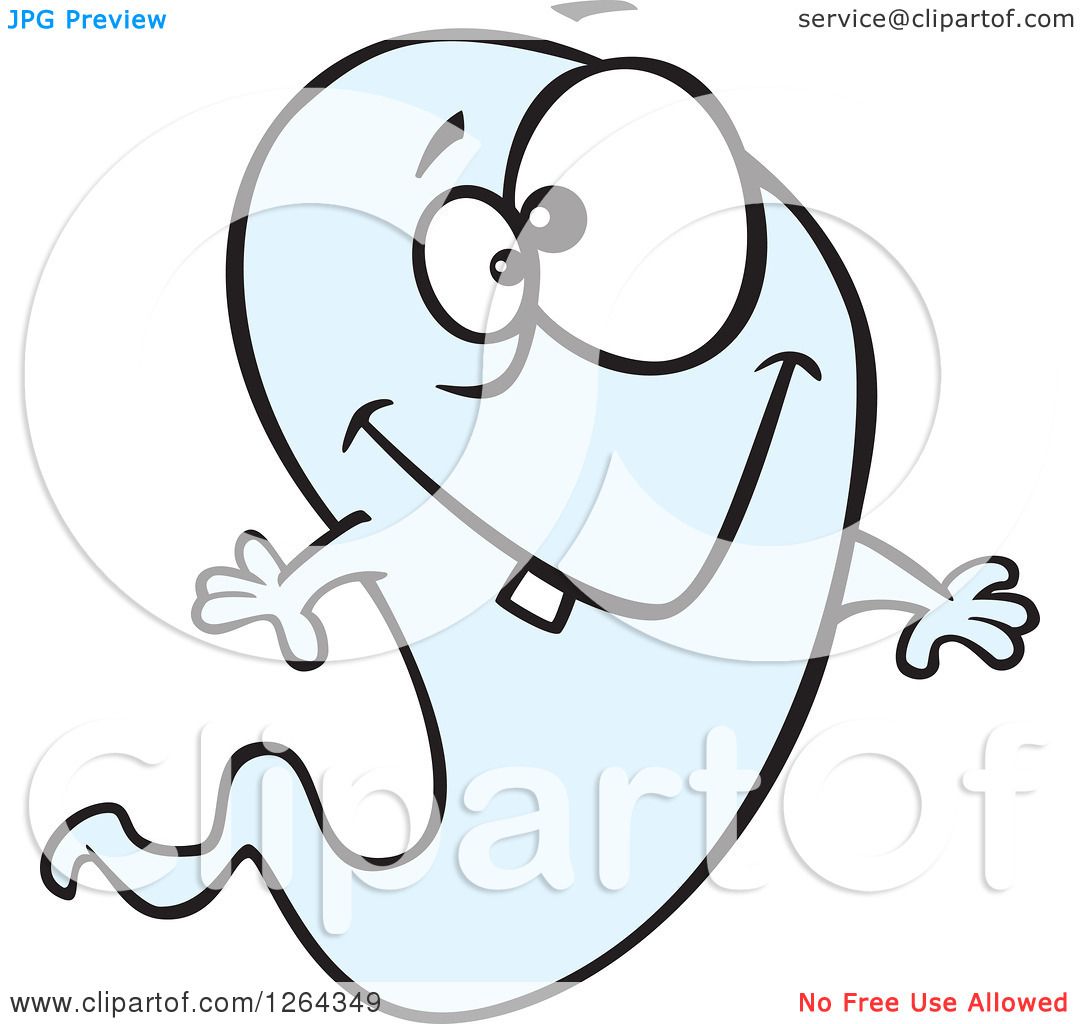 1080x1024 Clipart Of A Cartoon Happy Ghost With A Single Tooth
