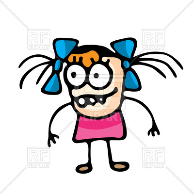 400x400 Funny Cartoon Girl With Pigtails Vector Image Vector Artwork