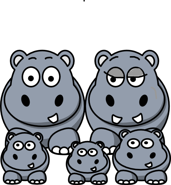 552x597 Hippo Family Clip Art