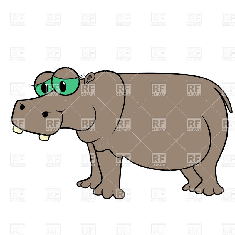 800x800 Sad Cartoon Hippopotamus Royalty Free Vector Clip Art Image