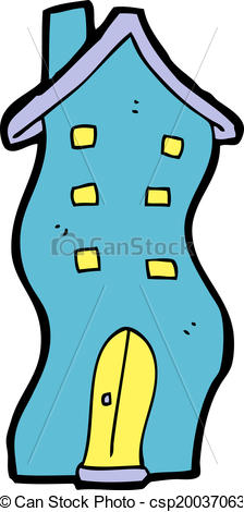 224x470 Cartoon House Doodle Clip Art Vector