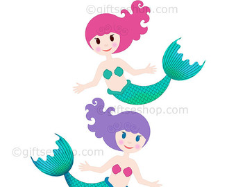 340x270 Girl Clipart Mermaids Clipart Hand Drawn Instant Download