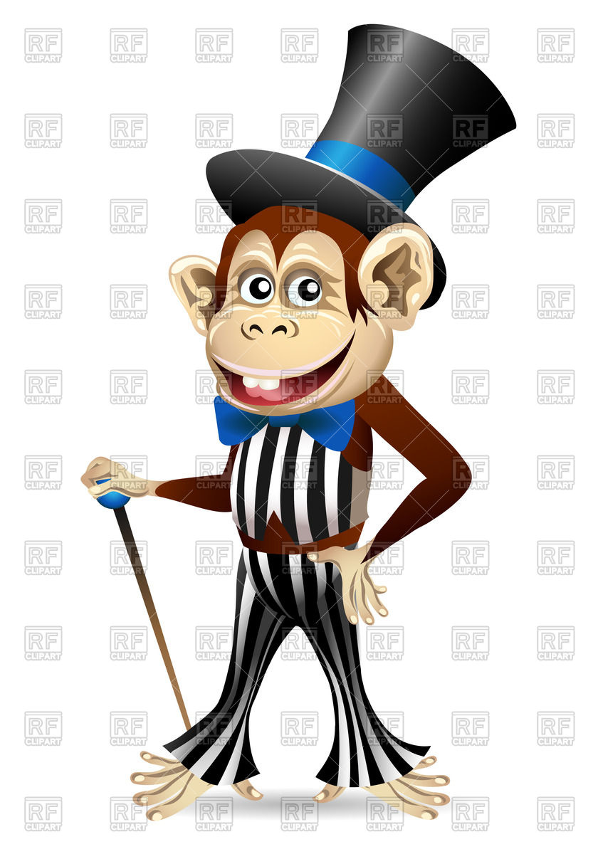 840x1200 Cartoon Monkey In Dandy Clothes With A Cane Royalty Free Vector
