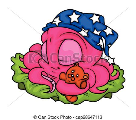 450x398 Cartoon Sleeping Octopus Animal Character Vector Vector Clip