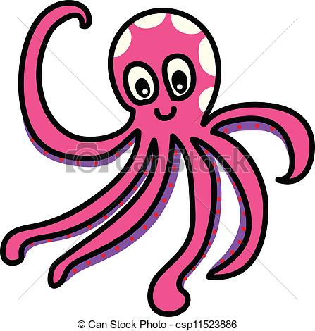 447x470 Funny Octopus Cartoon Hand Drawn Illustration Vector