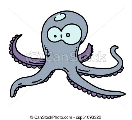 450x410 Octopus Cartoon Hand Drawn Image. Original Colorful Artwork