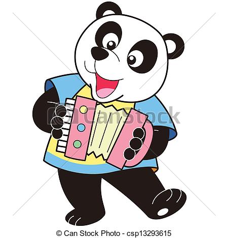 450x470 Cartoon Panda Playing An Accordion. Vector Clip Art