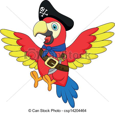 450x444 Vector Illustration Of Cute Parrot Pirate Cartoon Clip Art Vector