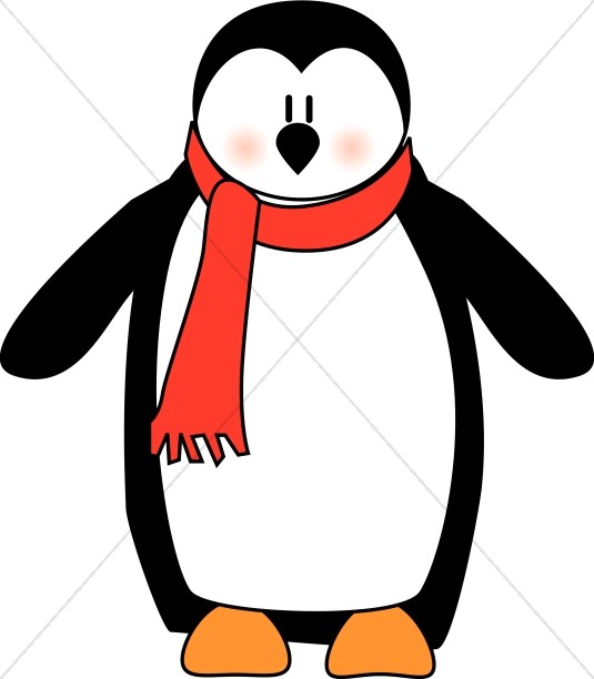 535x612 Cartoon Penguin Traditional Christmas Decoration Clipart