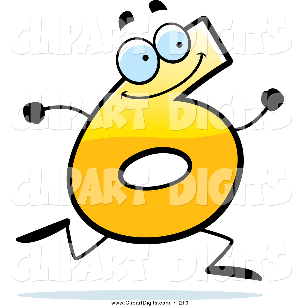 1024x1044 Vector Cartoon Clip Art Of A Running Yellow Number Six Character