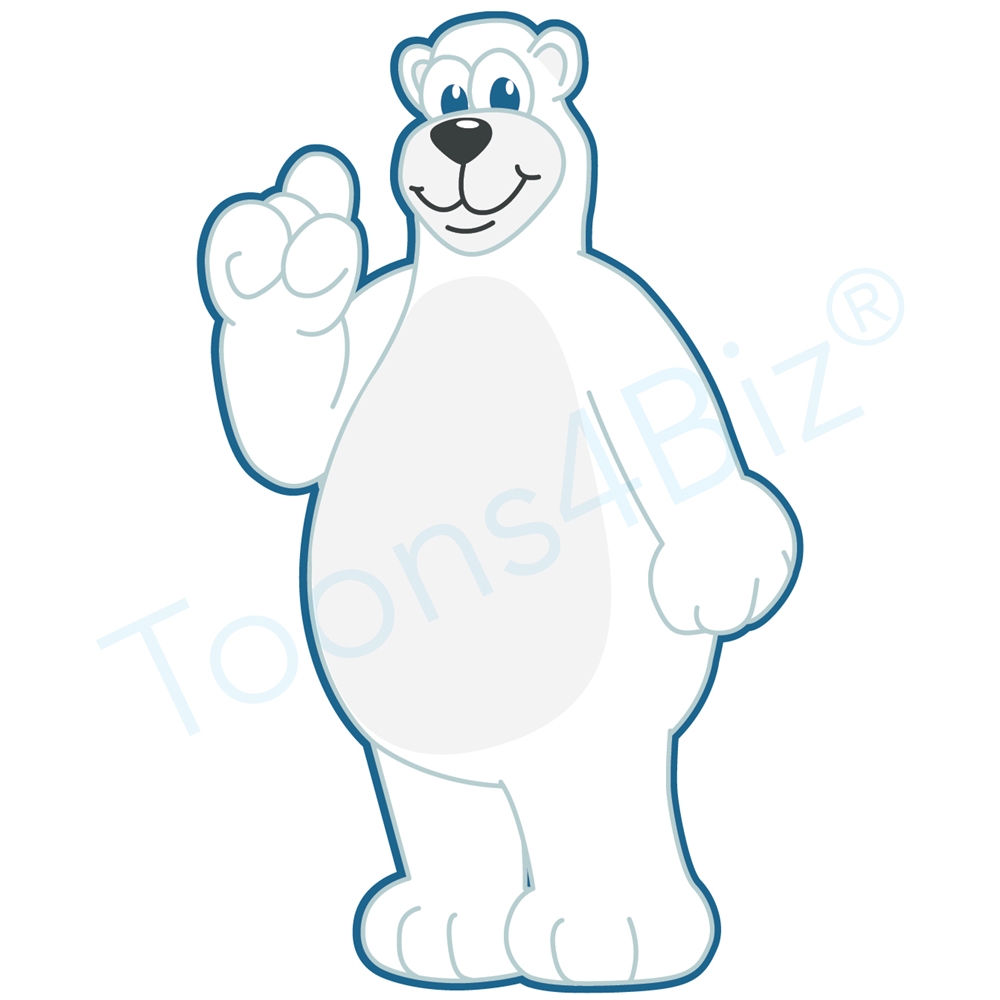 1000x1000 Polar Bear Mascot Pointing Up