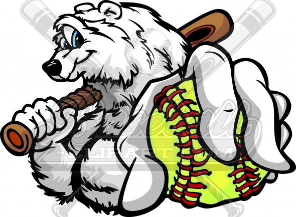 590x433 Winter Softball Clipart Polar Bear With Softball Ball