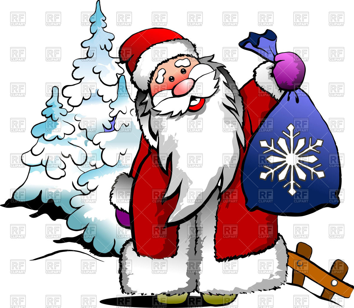 1200x1044 Cartoon Santa Claus With Bag With Gifts Royalty Free Vector Clip