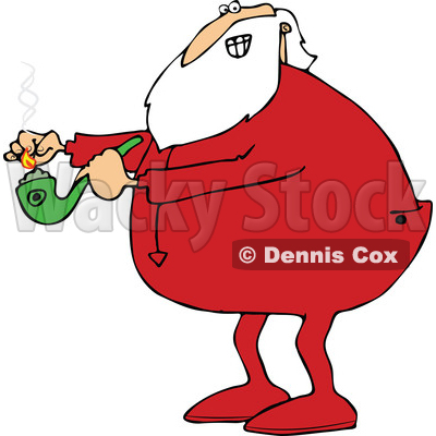 400x400 Clipart Of A Cartoon Christmas Santa Claus In Pajamas, Lighting Up