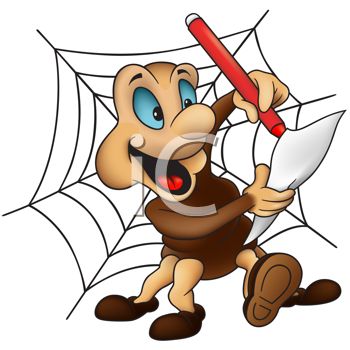 350x350 Cute Cartoon Spider Writing A List
