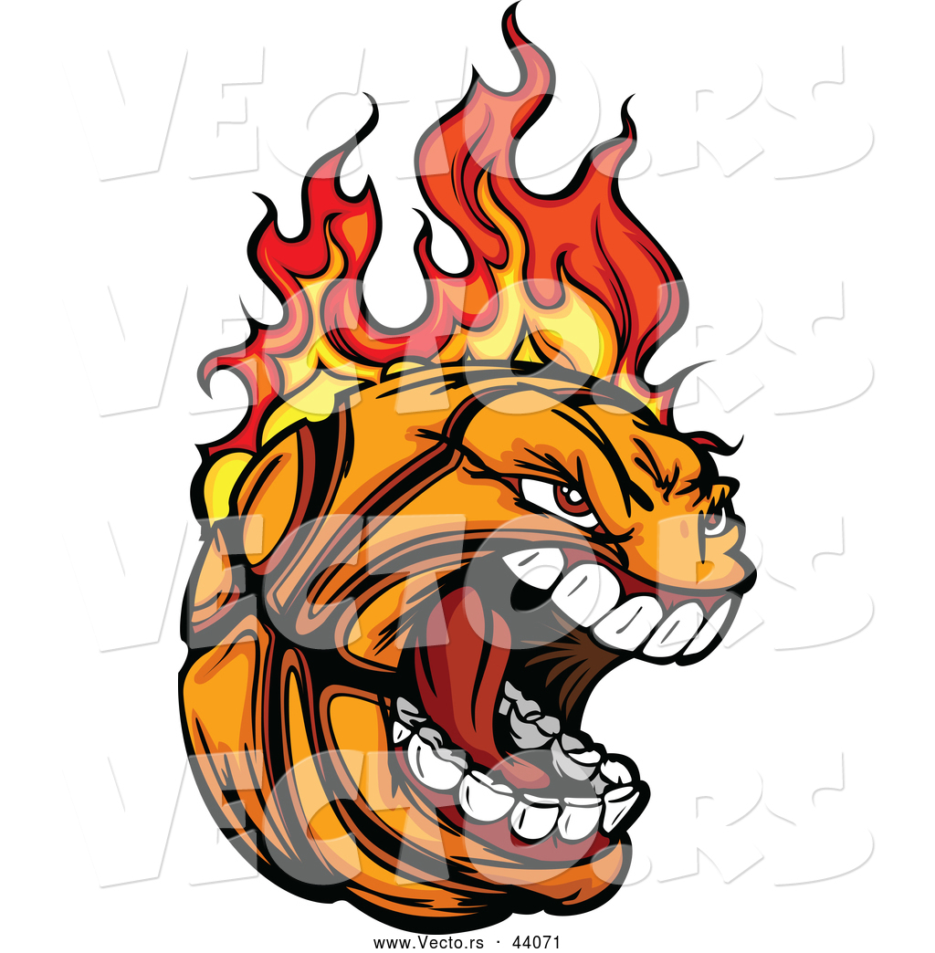 1024x1044 Vector Of A Screaming Cartoon Basketball Mascot On Fire By