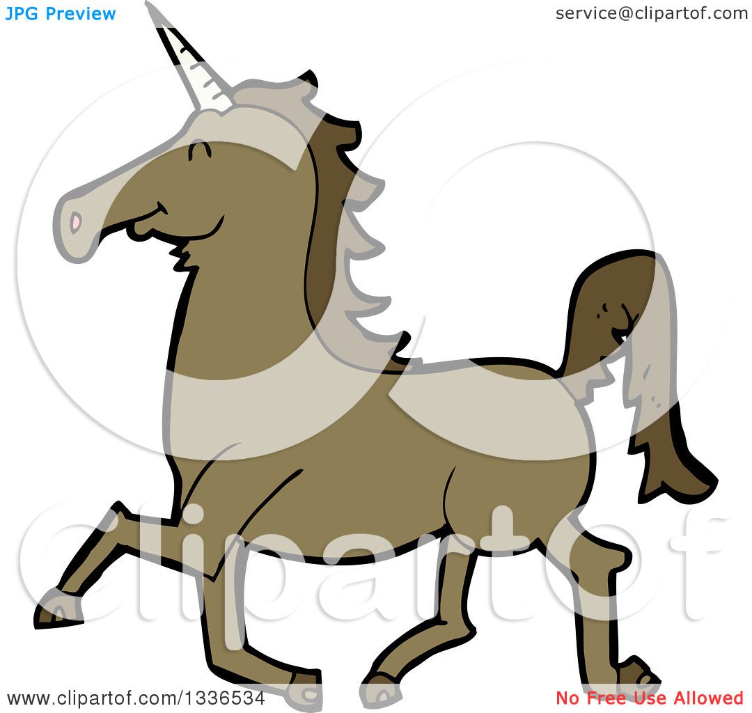 1080x1024 Clipart Of A Cartoon Brown Unicorn Running
