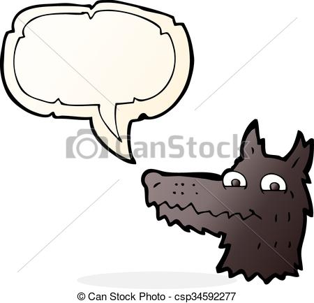 450x434 Cartoon Wolf Head With Speech Bubble Vectors Illustration