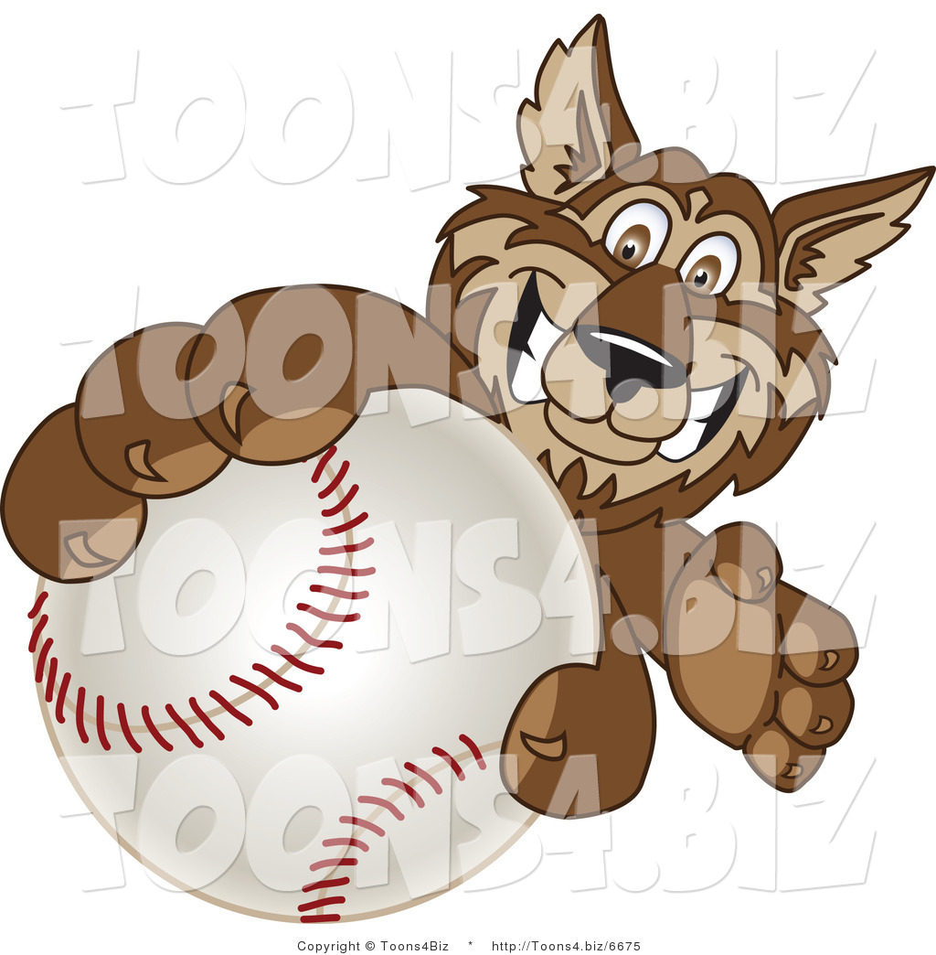 1024x1044 Vector Illustration Of A Cartoon Wolf Mascot Grabbing A Baseball