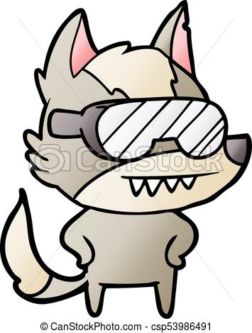 355x470 Wolf Wearing Goggles Cartoon Eps Vectors