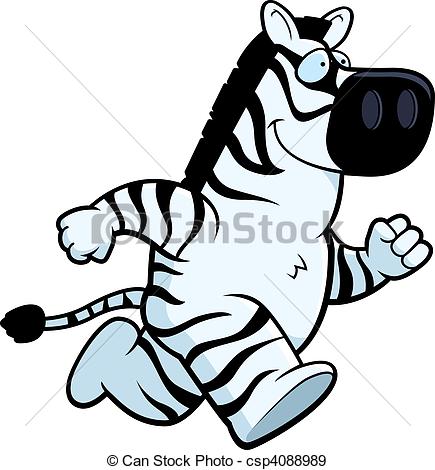 435x470 A Happy Cartoon Zebra Running And Smiling. Eps Vectors
