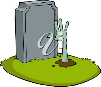 350x300 Clip Art Illustration Of A Zombie Hand Coming Out Of A Grave