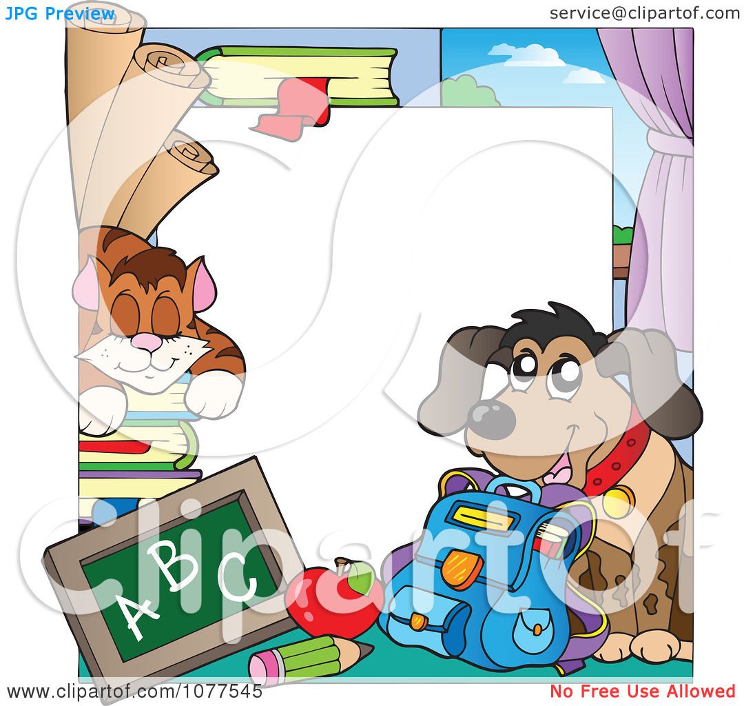 1080x1024 Clipart Cat And Dog School Frame