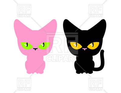 400x308 Pink And Black Cat Royalty Free Vector Clip Art Image